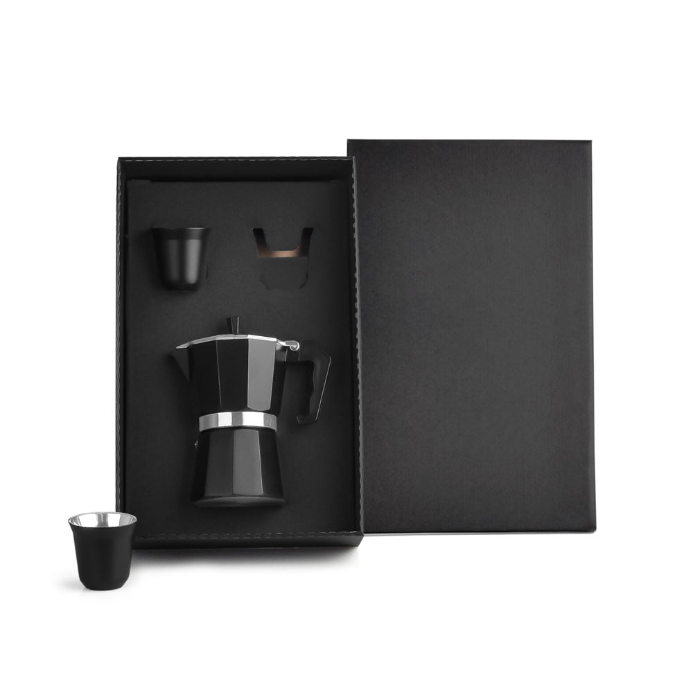 Kit Café Personalizado 3 Peças Com Cafeteleira Italiana SMKT-90321 Brinde Personalizado