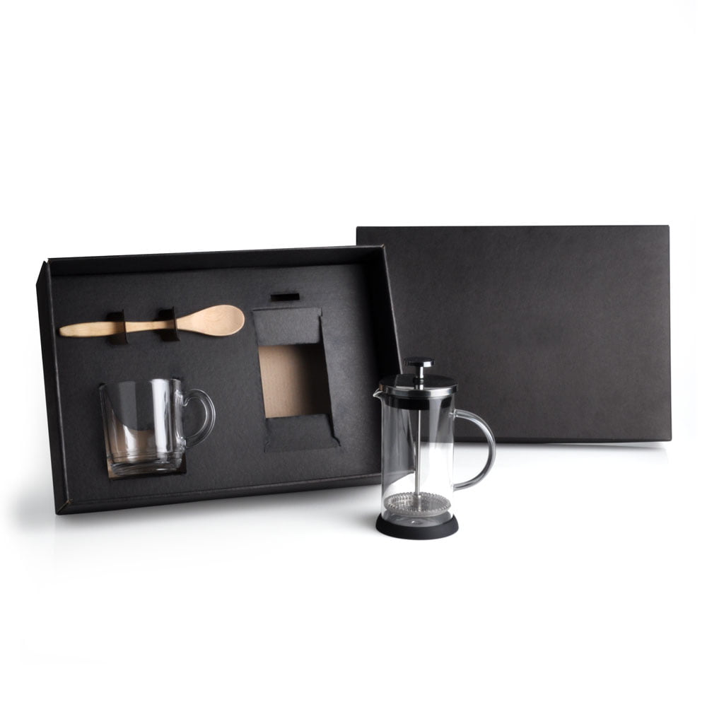Kit Café Personalizado 3 Peças Com Prensa Francesa SMKT-90278 Brindes Personalizados