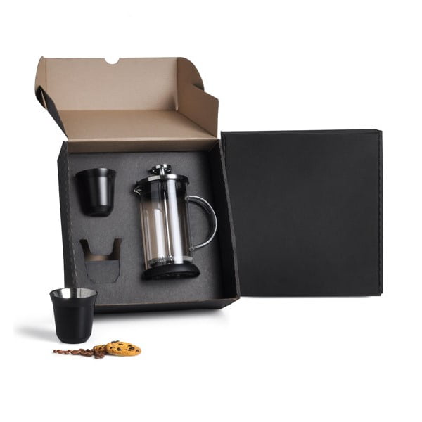Kit Café Personalizado 3 Peças Com Prensa Francesa SMKT-90316 Brinde Personalizado