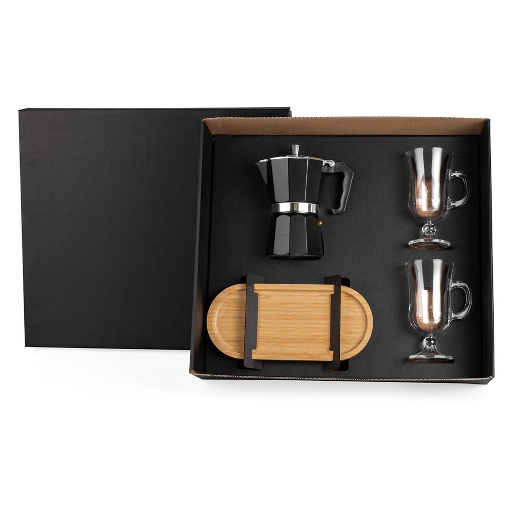 Kit Café Personalizado 4 Peças Cafeteira Italiana  SMKT-90258 Brinde Personalizado