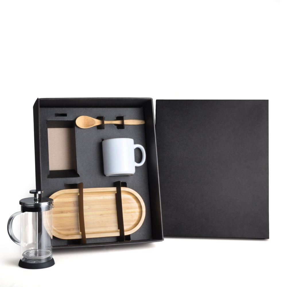 Kit Café Personalizado 4 Peças Com Prensa Francesa SMKT-90279 Brinde Personalizado