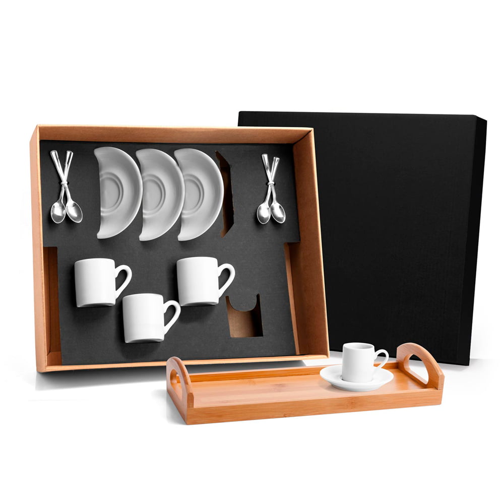 Kit Café Personalizado Porcelana e Inox 13 Peças SMKT-90095 Brinde Personalizado