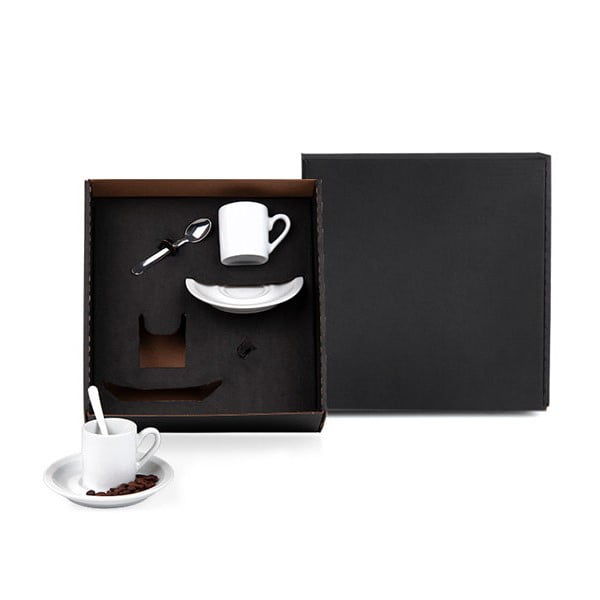 Kit Café Personalizado Porcelana e Inox 6 Peças SMKT-90093 Brindes Personalizados
