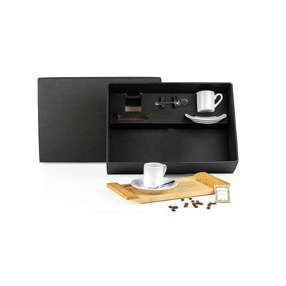 Kit Café Personalizado Porcelana e Inox 7 Peças SMKT-90103 Brindes Personalizados
