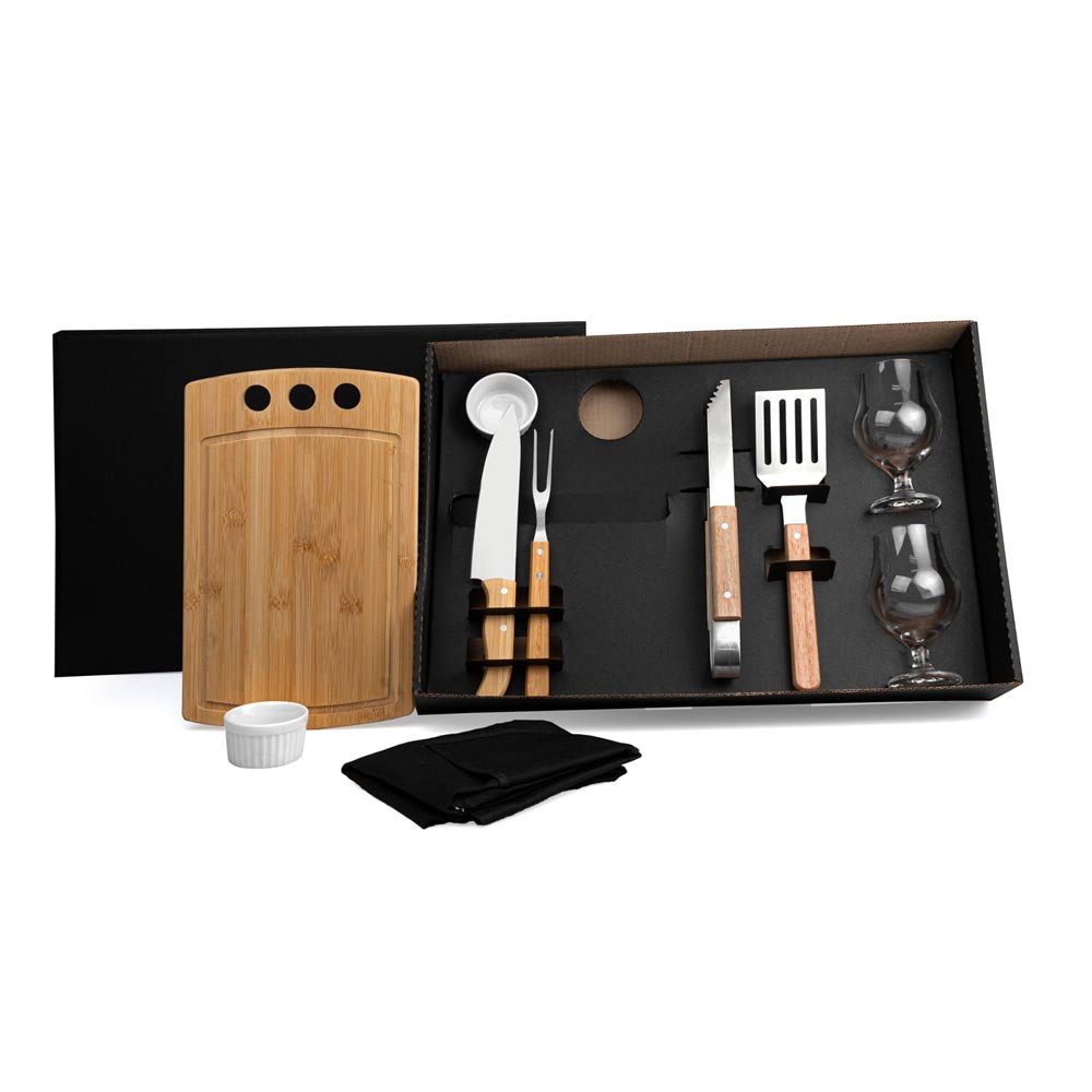 Kit Churrasco Personalizado 10 Peças Caixa Preta SMKT-90254 Brinde Personalizado