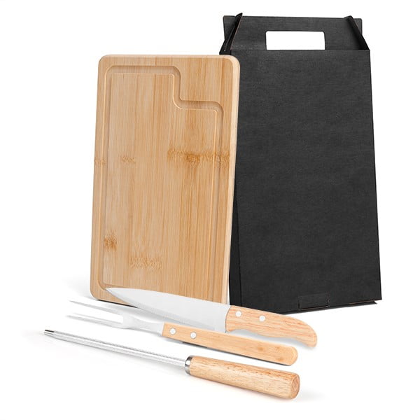 Kit Churrasco Personalizado 4 Peças Caixa Preta SMMX-19266 Brinde Personalizado