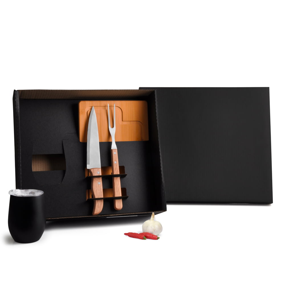 Kit Churrasco Personalizado 4 Peças com Copo Térmico SMKT-90299 Brindes Personalizados