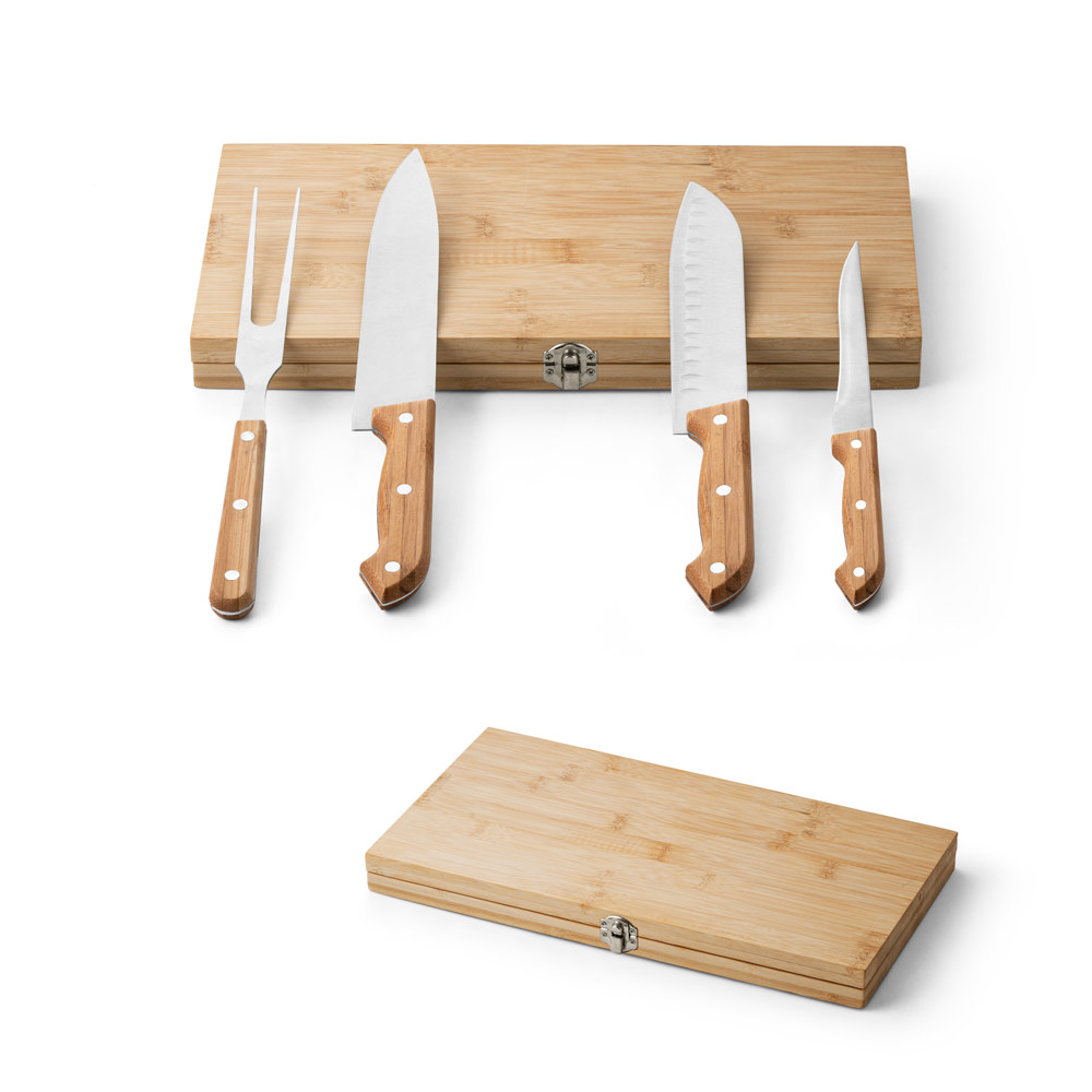 Kit Churrasco Personalizado 4 Peças SP94111 Caixa Bambu Brinde Personalizado