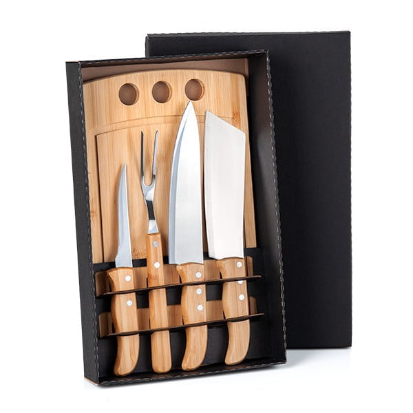 Kit Churrasco Personalizado 5 Peças Caixa Preta SMME-21543 Brindes Personalizados