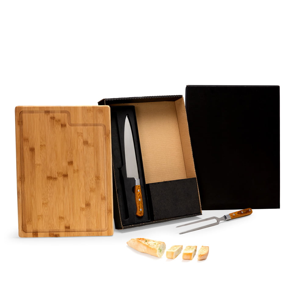 Kit Churrasco Personalizado Bambu e Inox 3 Peças SMME-39363 Brinde Personalizado
