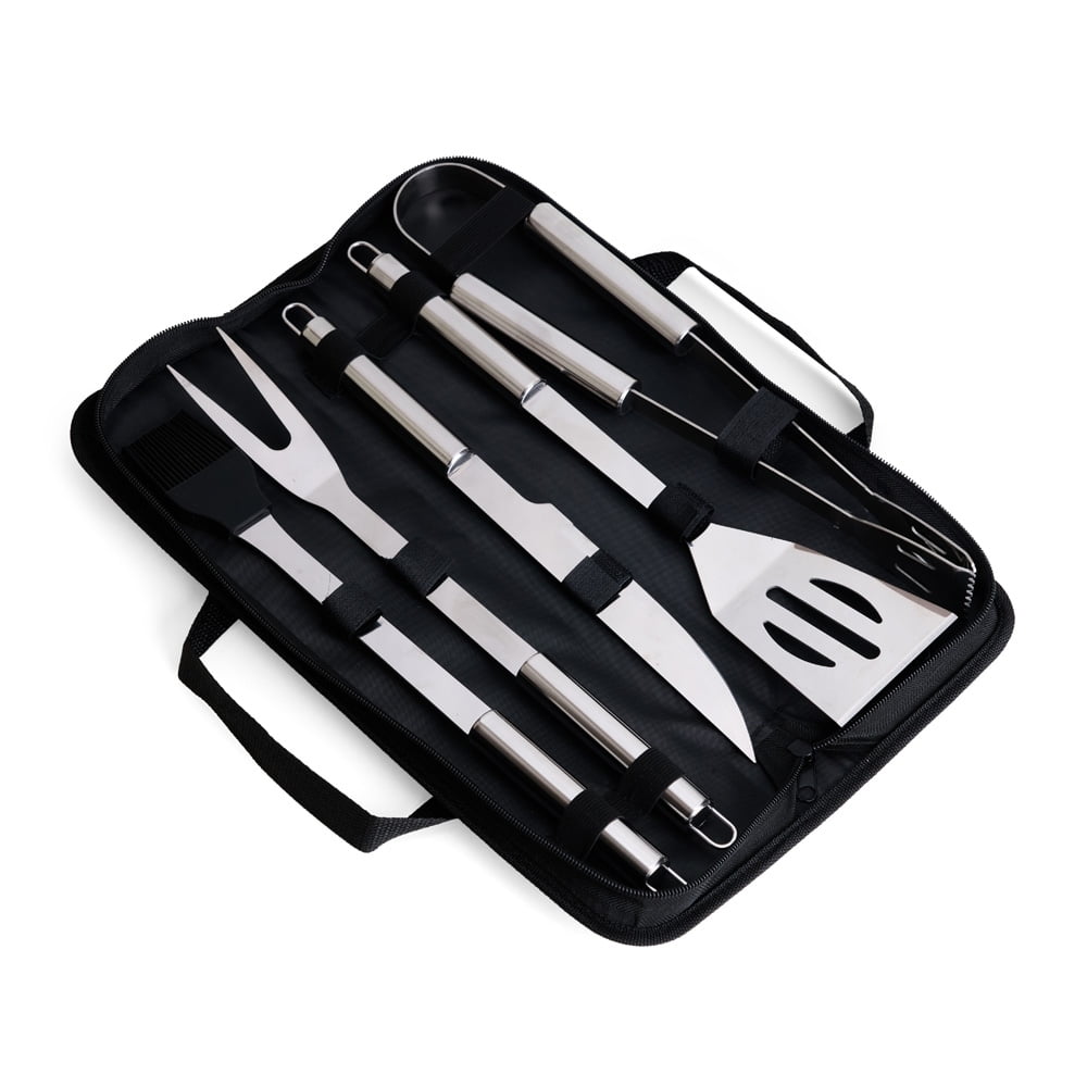 Kit Churrasco Personalizado Estojo de Nylon 5 Peças Aço Inoxidável X08217 Brindes Personalizados