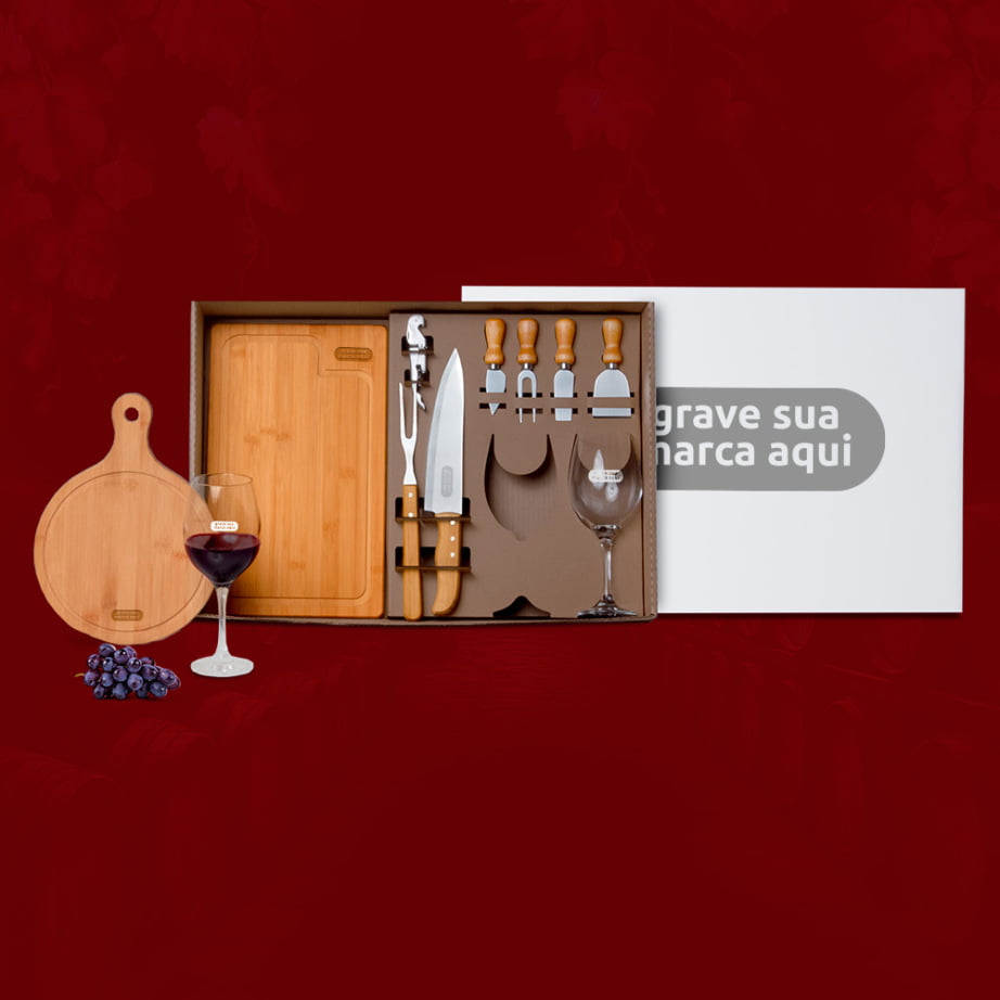 Kit Quejo Personalizado 11 Peças Taças para Vinho SMKT-9027Q-BCO Brinde Personalizado