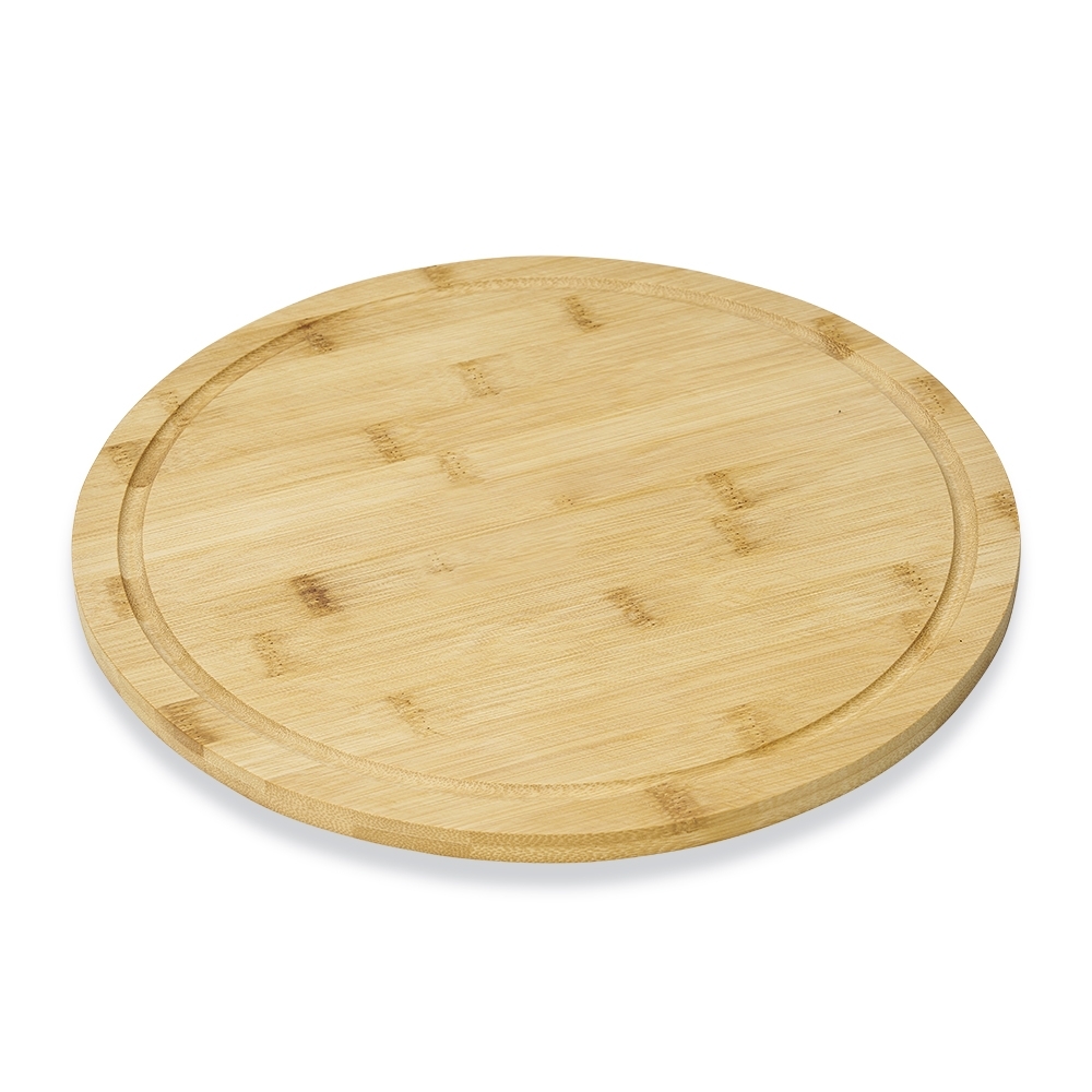 Tábua de Corte Personalizada 30x30 cm Bambu Redonda com Canaleta X18670 Brinde Personalizado