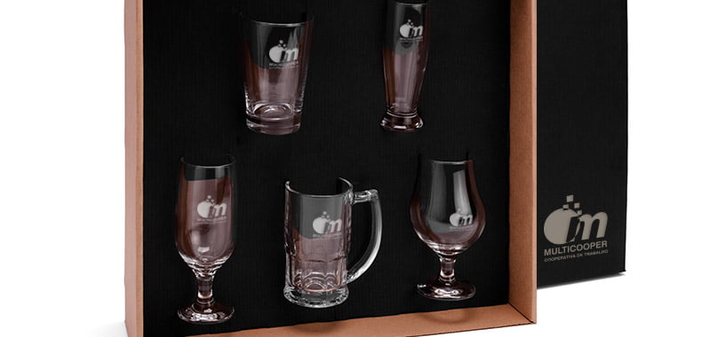 Kit Copos Personalizado 5 Peças SMKT-90040 Brinde Personalizado