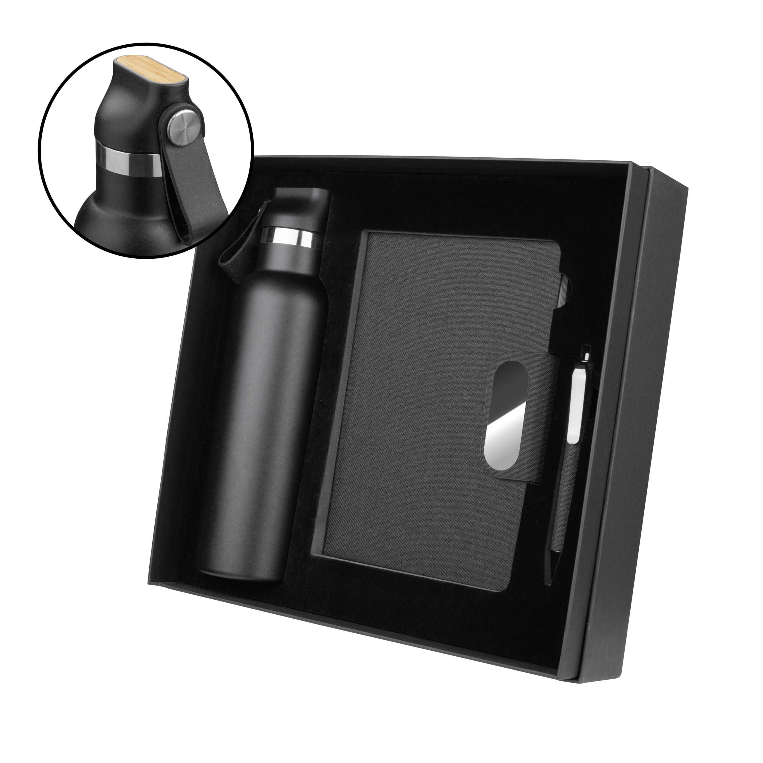 Kit Executivo Personalizado Caderno, Garrafa e Caneta Metalica ASICJ315