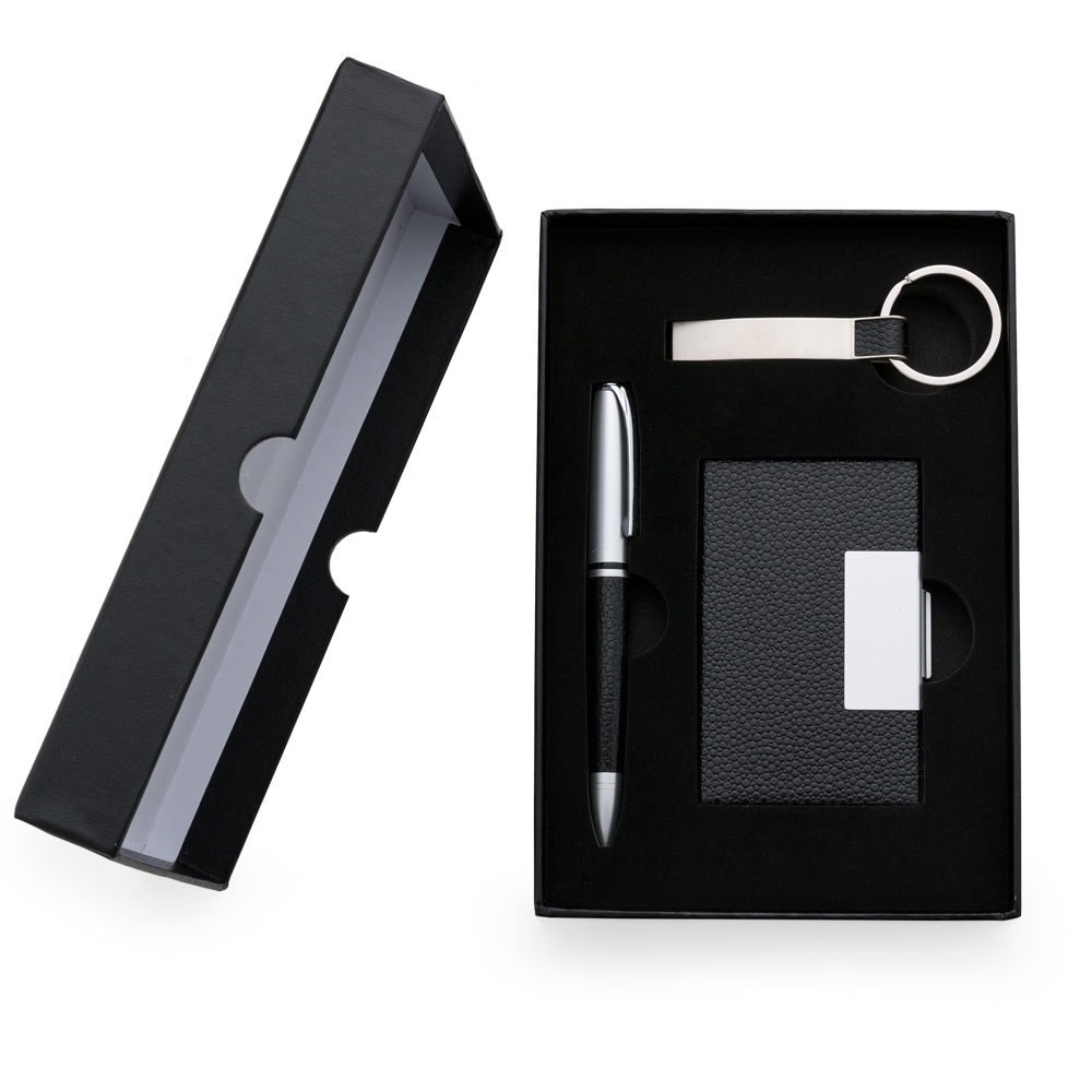 Kit Executivo Personalizado Caneta Chaveiro Porta Cartão Metálica X01988 Brindes Personalizados