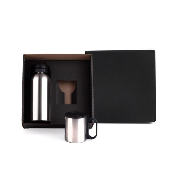 Kit Garrafa e Caneca 2 Peças 600 ML / 180 ML SMIX-01611 Brinde Personalizado