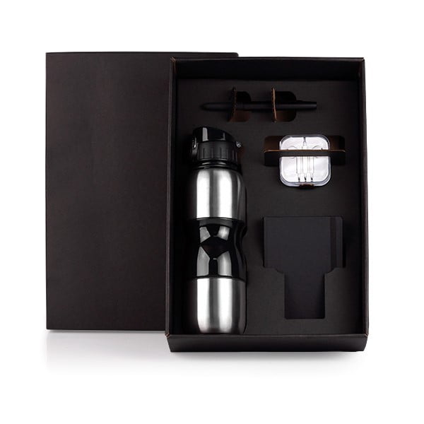 Kit Garrafa e Acessórios Personalizado 4 Peças SMKT-9041K Brindes Personalizado