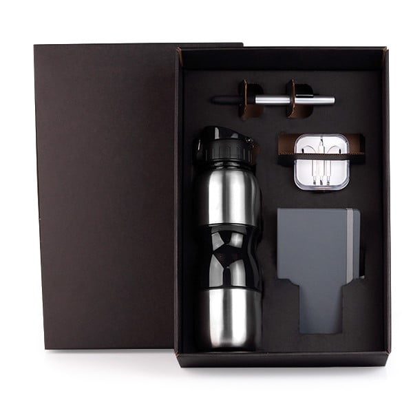 Kit Garrafa e Acessórios Personalizado 4 Peças SMKT-9044M Brindes Personalizado
