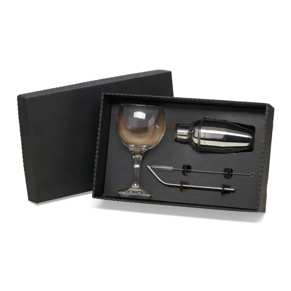 Kit Gin Personalizado Vidro / Inox 4 Peças SMKT-90195 Brinde Personalizado