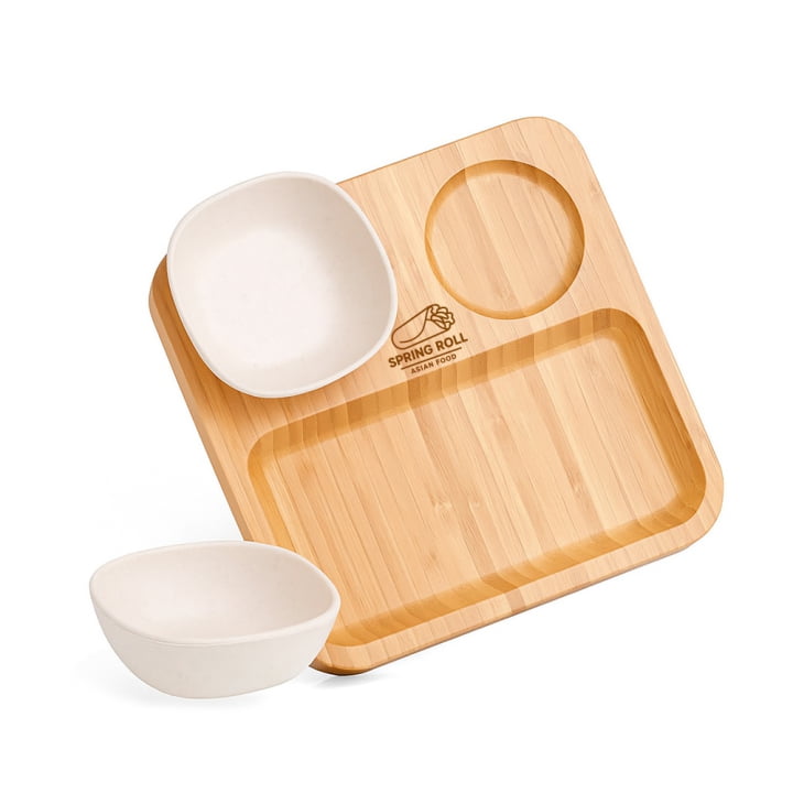 Kit Petisco Personalizado Bambu 3 Peças SMPD-00583 Brindes Personalizados