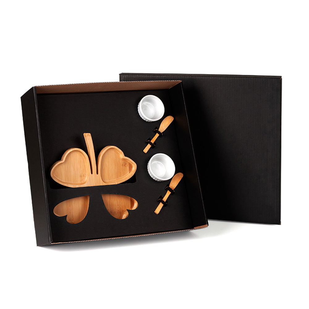 Kit Petisco Personalizado Bambu e Porcelana 5 Peças SMKT-90031 Brindes Personalizados