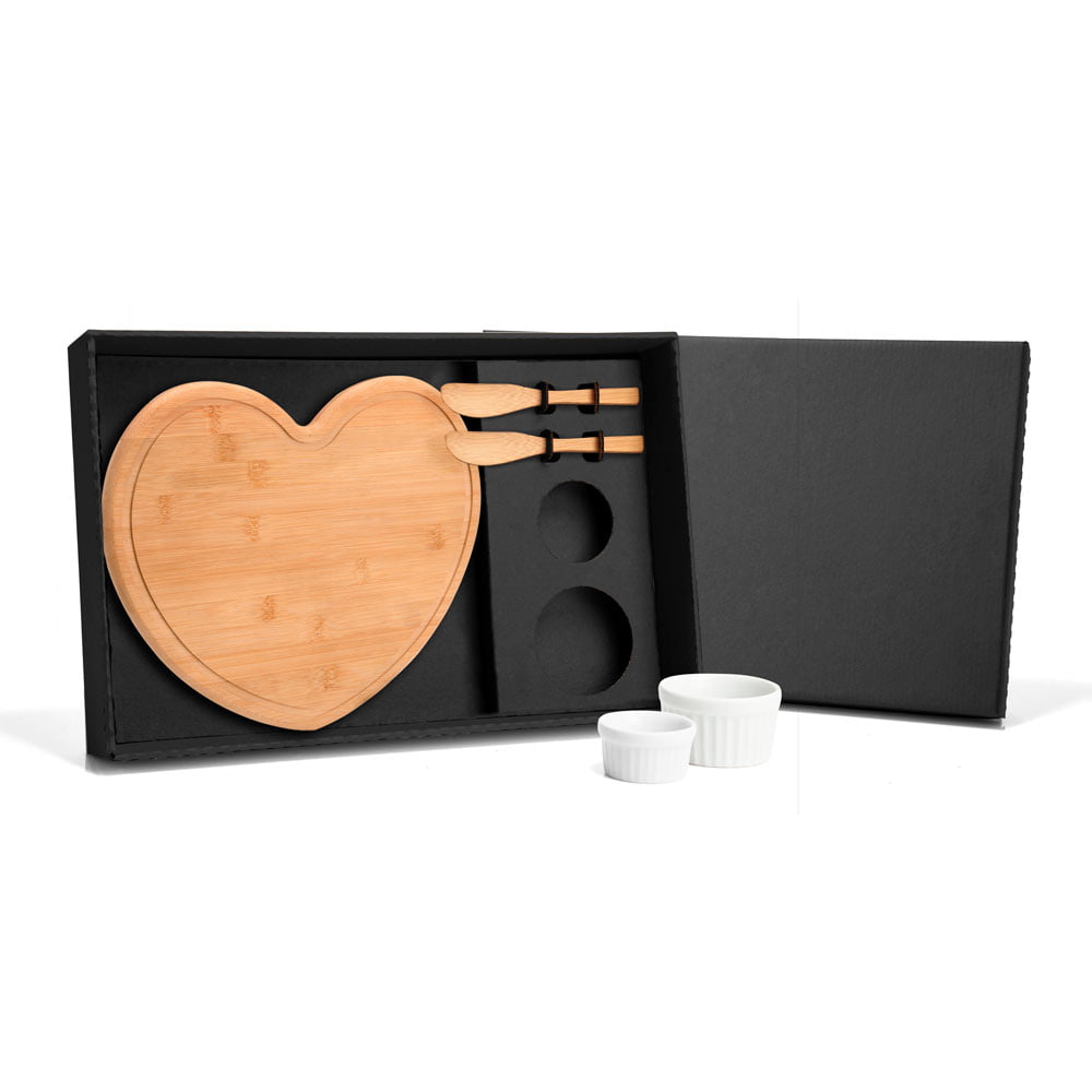 Kit Petisco Personalizado Bambu e Porcelana 5 Peças SMKT-90060 Brinde Personalizado