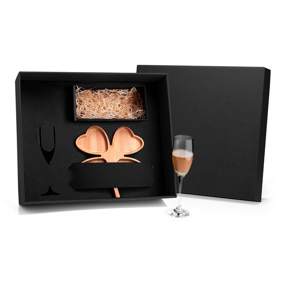Kit Petisco Personalizado Bambu e Vidro 2 Peças SMKT-90018 Brinde Personalizado