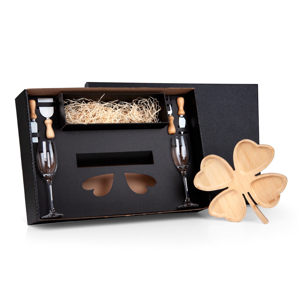 Kit Petisco Personalizado Bambu e Vidro 7 Peças SMKT-90196 Brinde Personalizado