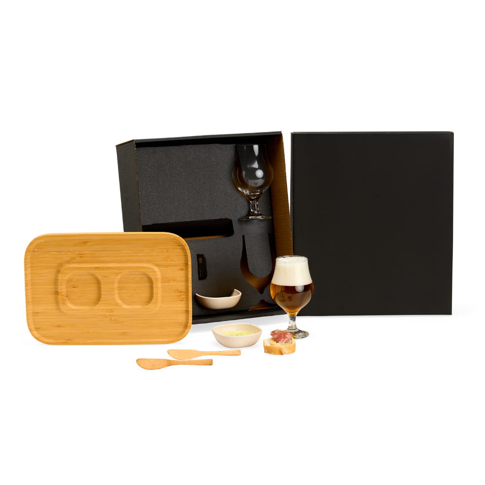 Kit Petisco Personalizado Bambu e Vidro 7 Peças SMKT-90472 Brindes Personalizados
