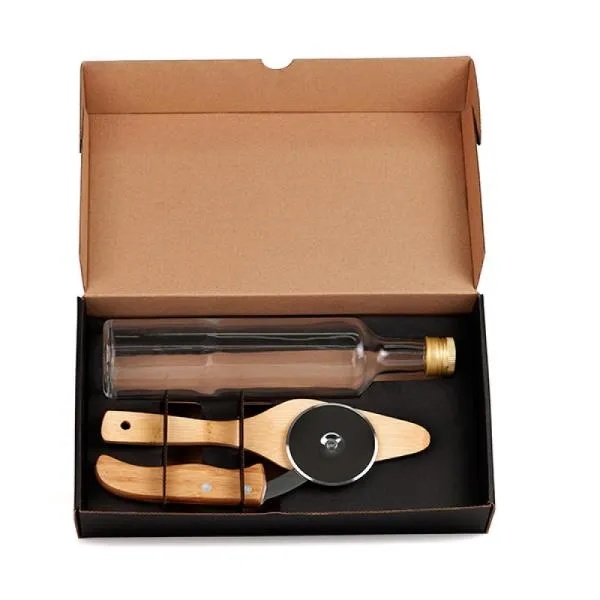 Kit Pizza Personalizado Madeira / Inox / Bambu 3 Peças SMKT-90074 Brinde Personalizado