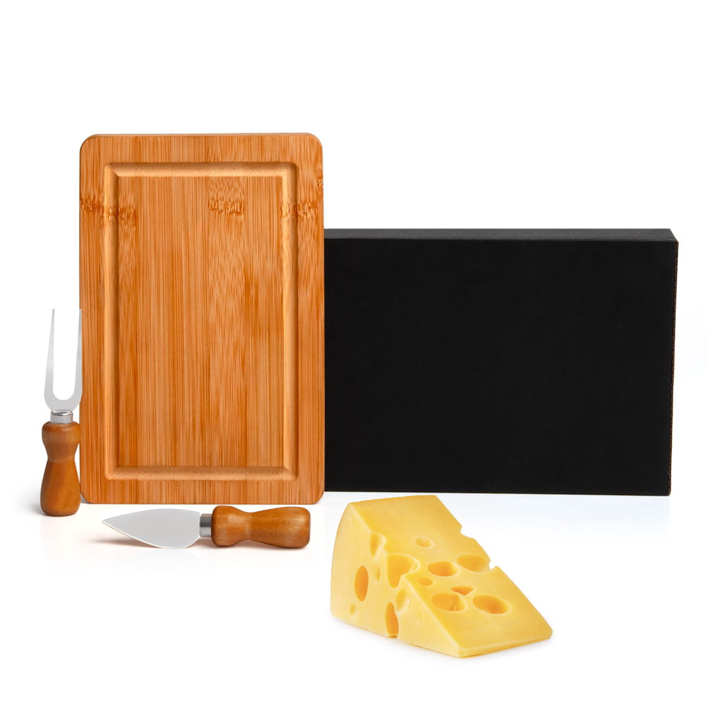 Kit Queijo Personalizado 3 Peças Bambu / Inox SMPD-47023 Brinde Personalizado