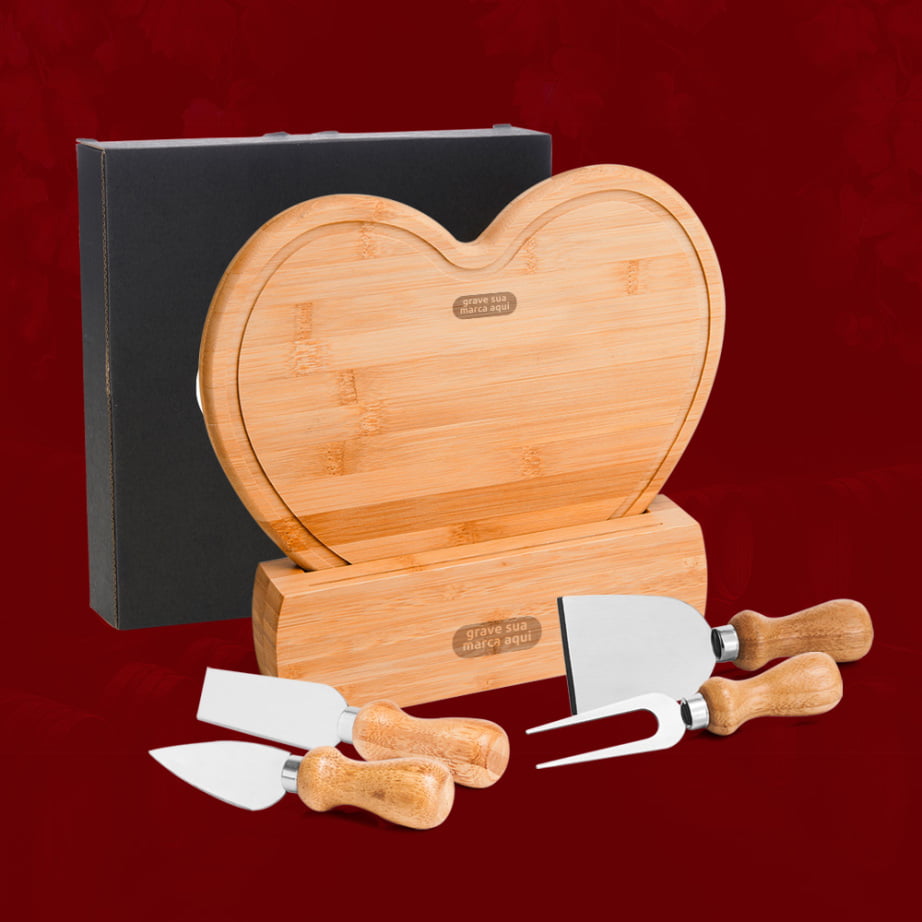 Kit Queijo Personalizado 6 Peças Bambu / Madeira / Inox SMPD-42143 Brinde Personalizado