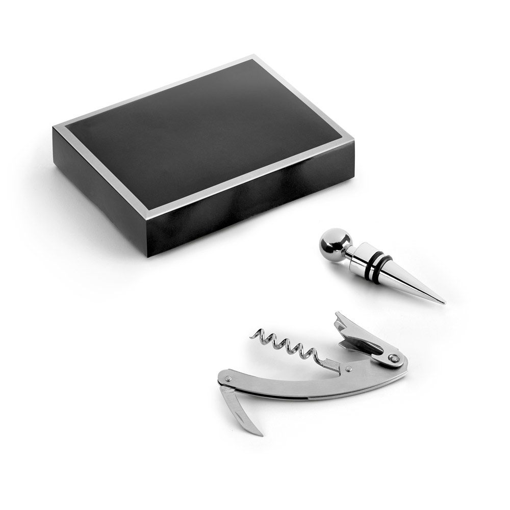 Kit Vinho Personalizado 2 Peças Saca Rolhas e Rolha Zinco SP94191 Brindes Personalizados