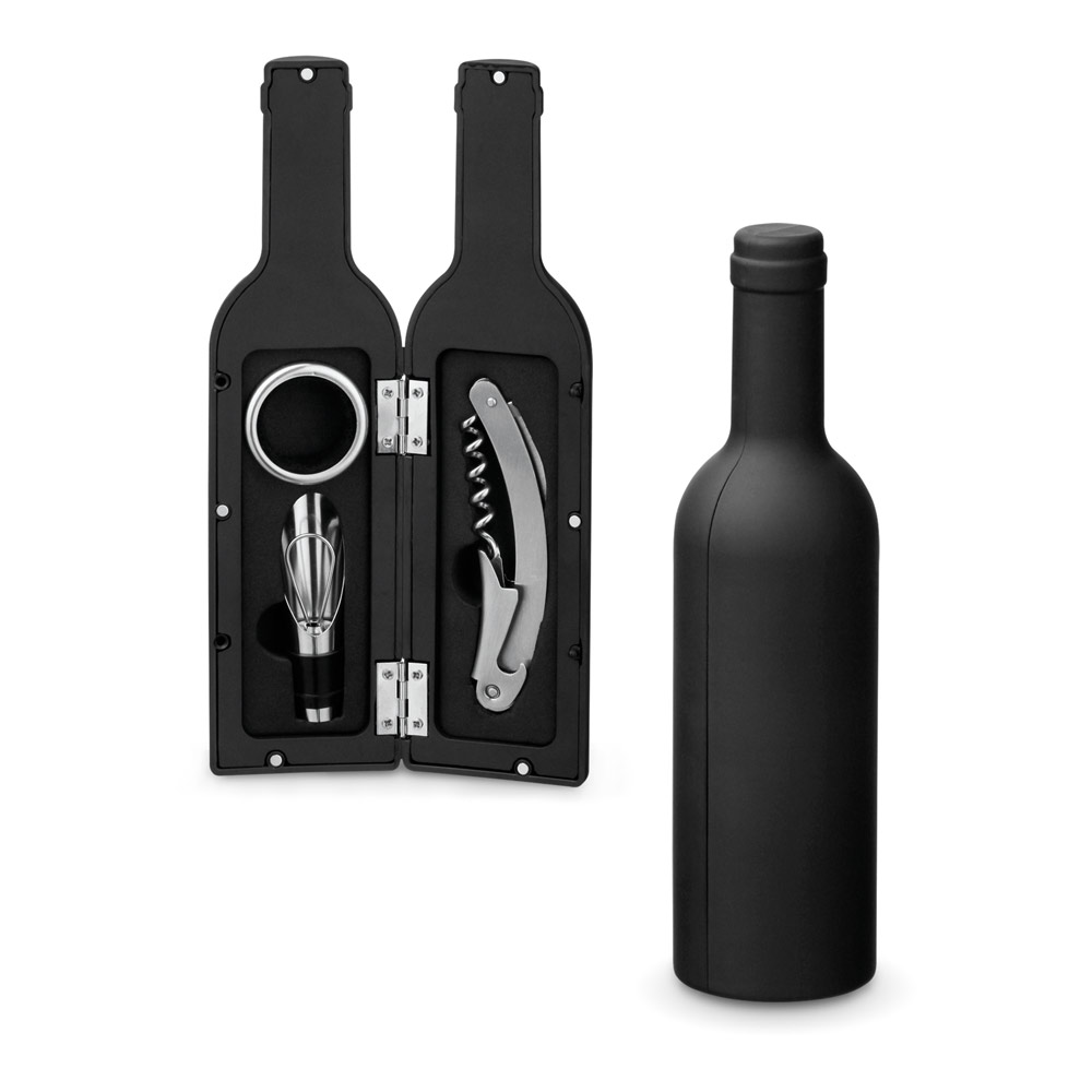 Kit Vinho Personalizado 3 Peças Saca Rolhas, Gargantilha e Salva Gotas SP94197 Brinde Personalizado