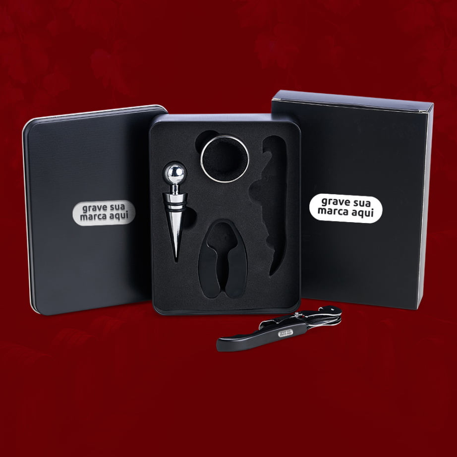 Kit Vinho Personalizado 4 Peças SMPV-01401 Brindes Personalizados