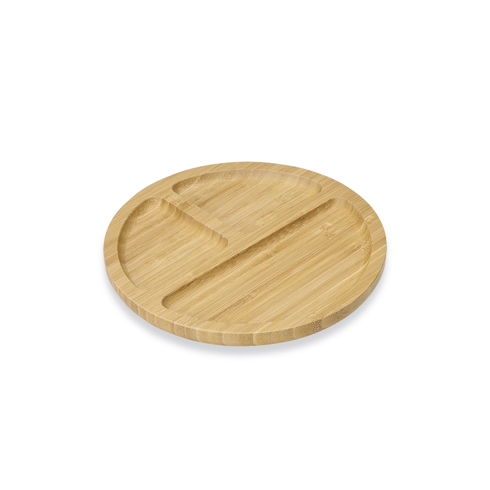 Petisqueira Personalizada 20x20 cm Redonda Bambu 3 Divisórias X18666PC Brindes Personalizados