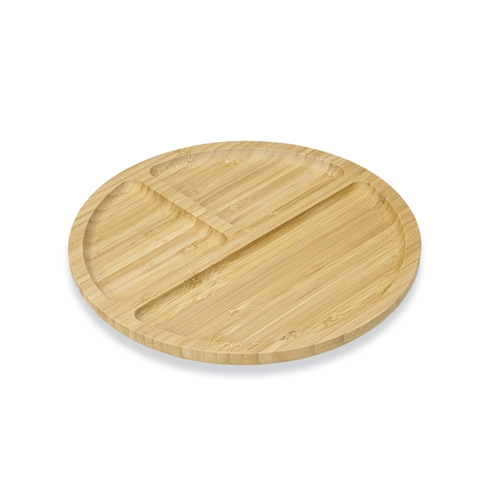 Petisqueira Personalizada 25x25 cm Redonda Bambu 3 Divisórias X18666M Brinde Personalizado
