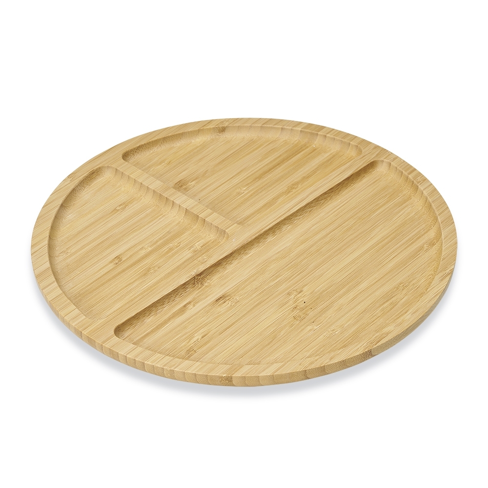 Petisqueira Personalizada 30x30 cm Redonda Bambu 3 Divisórias X18666G Brindes Personalizados