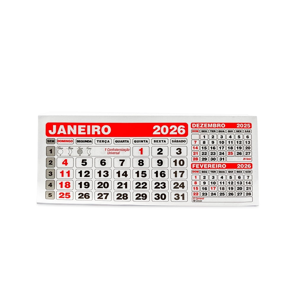Folhinha Calendário 2026 Personalizado X12658 Brinde Personalizado