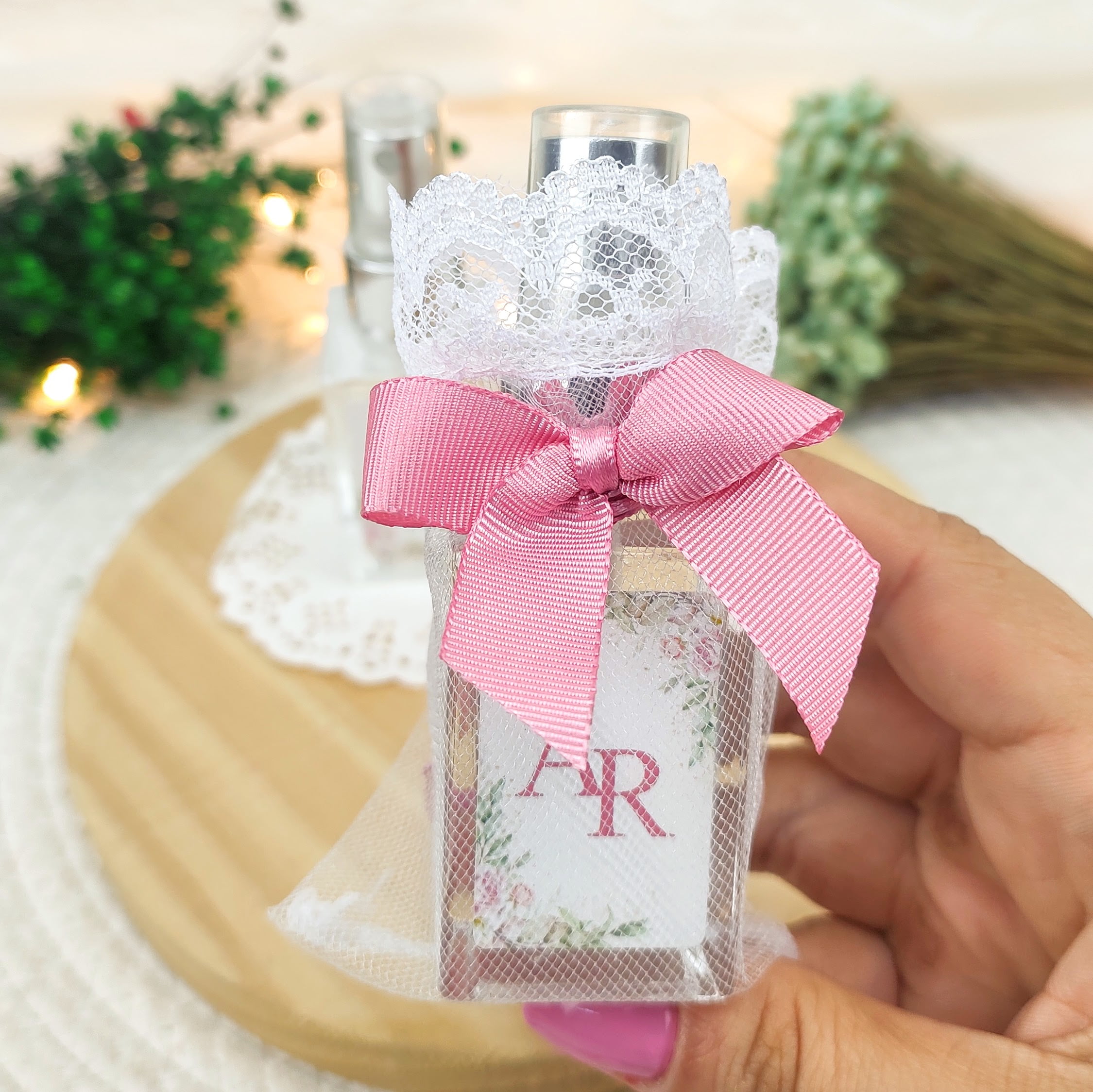 LEMBRANCINHA DE CASAMENTO HOME SPRAY 30ML ORGANZA RENDA LAÇO GORGURÃO