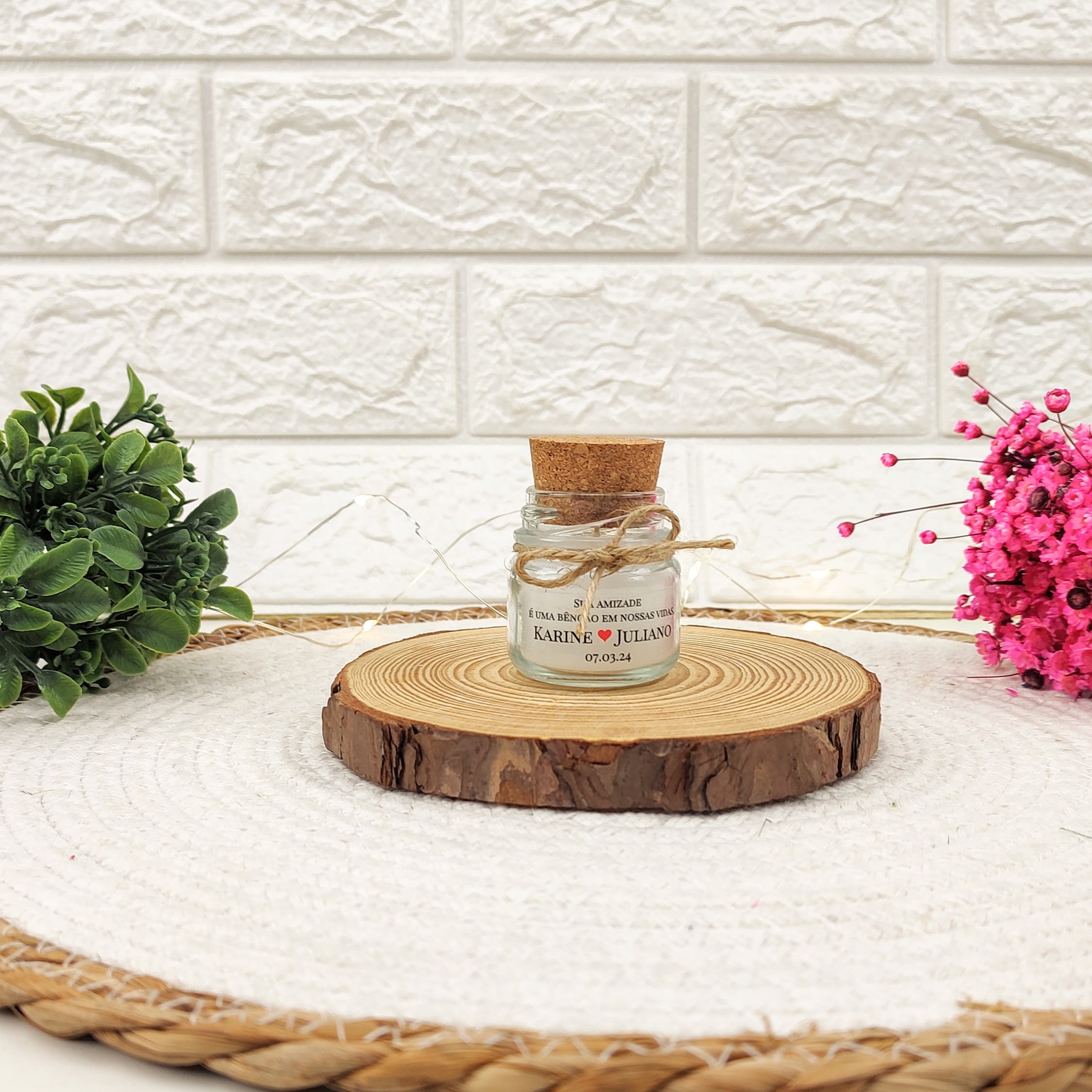 LEMBRANCINHA DE CASAMENTO VELA AROMÁTICA 40G SEM EMBALAGEM JUTA AD TRANSPARENTE