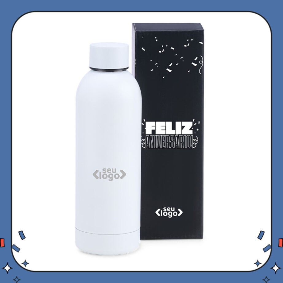 Aniversário de Colaborador Personalizado Garrafa em Inox 500ml SMIS-01500-ADC Brindes Personalizados