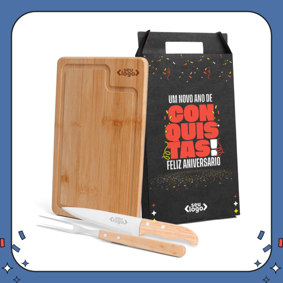 Kit Aniversário de Colaborador Personalizado Churrasco 3 Peças SMMX-19066-ADC Brinde Personalizado