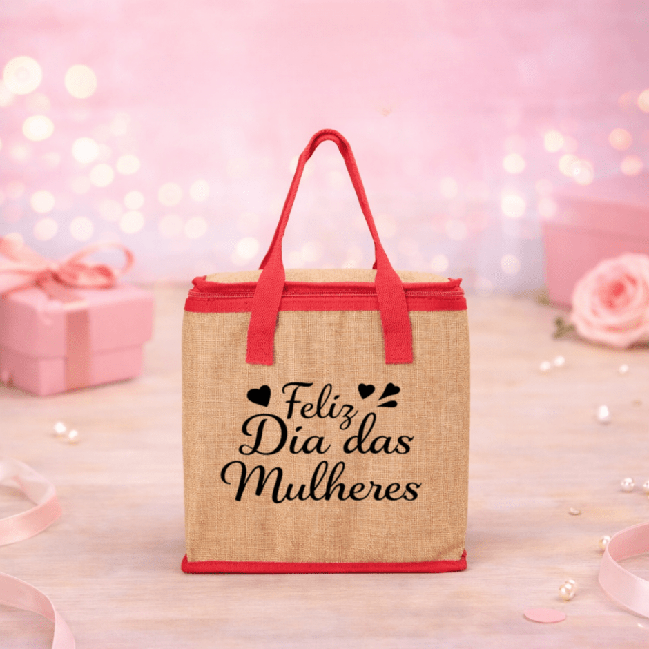 Brinde Dia Das Mulheres Personalizado Bolsa Térmica Confeccionada em linho 14L X02400-MULHER Brindes Personalizados