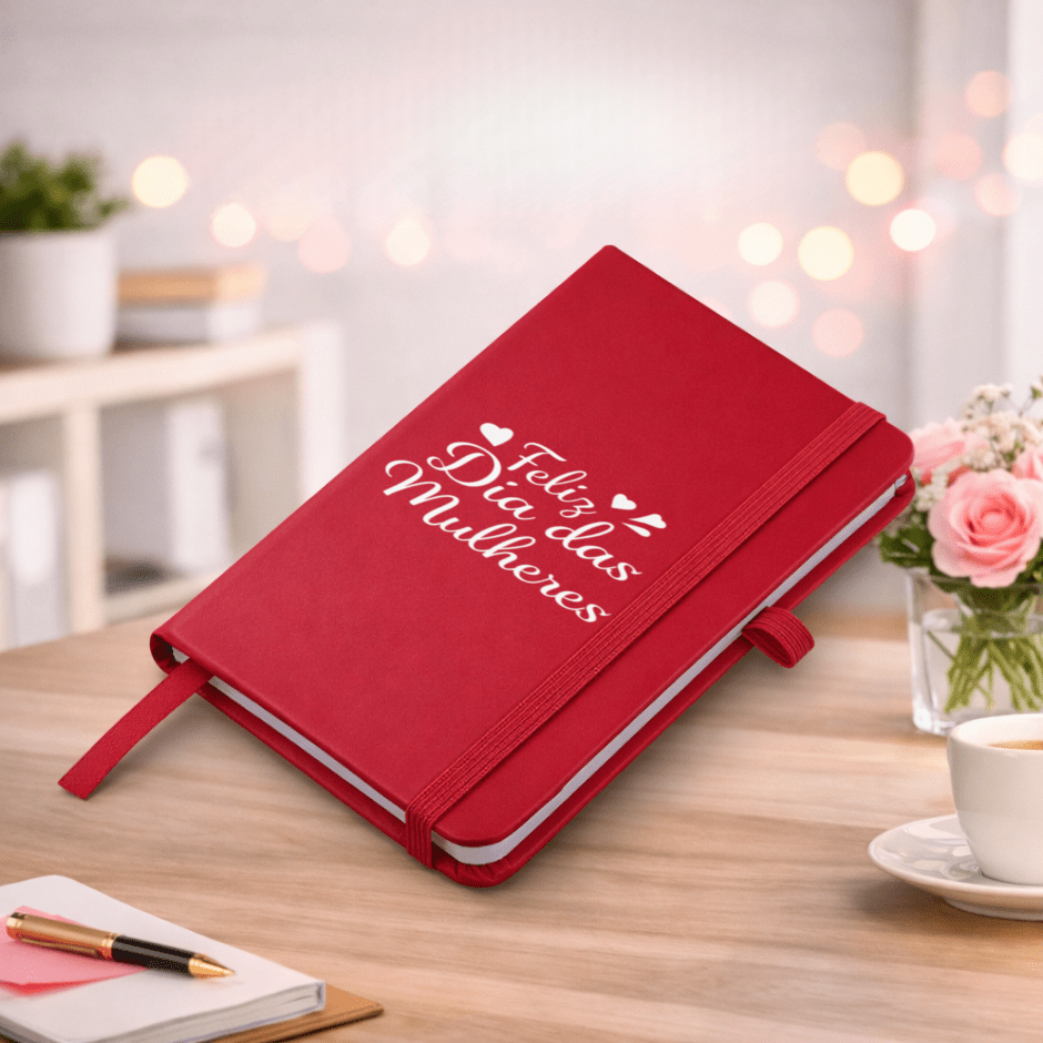 Brinde Dia Das Mulheres Personalizado Caderno Tipo Moleskine CAD004-MULHER Brindes Personalizados