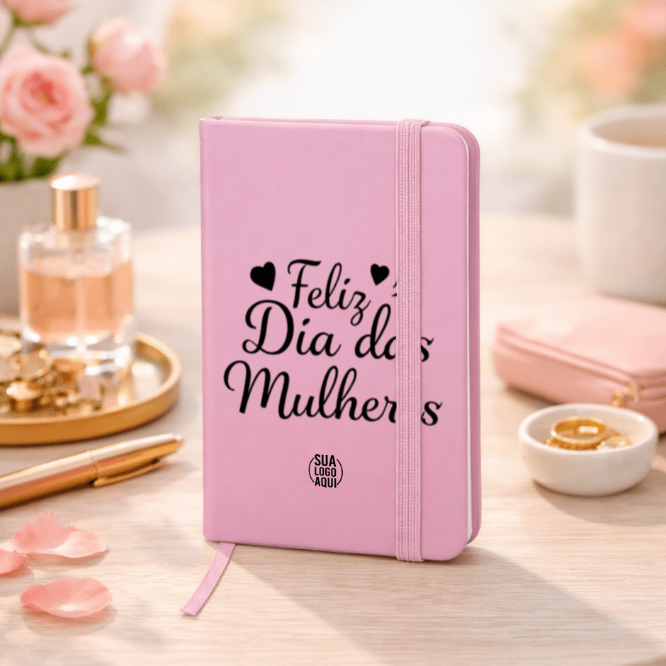 Brinde Dia Das Mulheres Personalizado Caderno Tipo Moleskine Emborrachado X12513PI-MULHER Brinde Personalizado