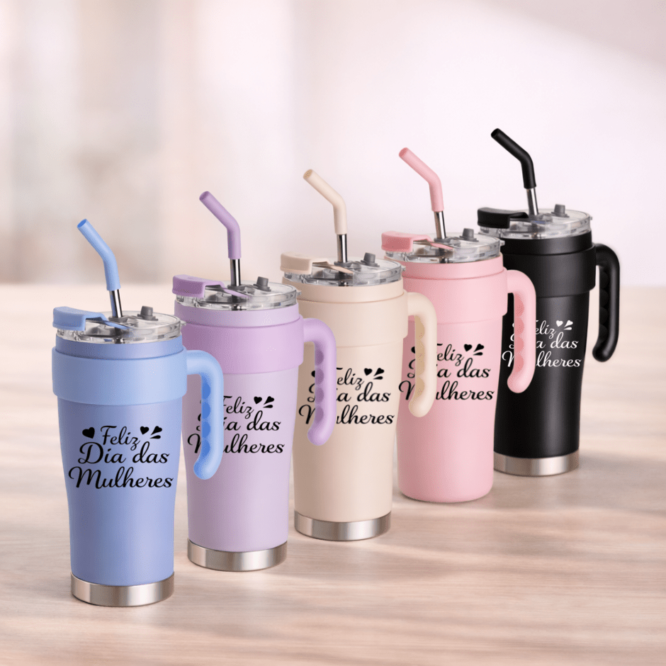 Brinde Dia Das Mulheres Personalizado Caneca Térmica Inox 800 ML X18970-MULHER Brinde Personalizado
