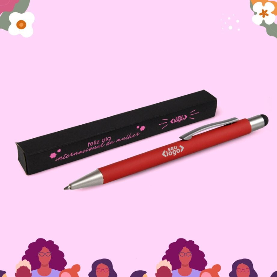 Brinde Dia Das Mulheres Personalizado Caneta Alumínio SMCE-87004-MULHER Brindes Personalizados