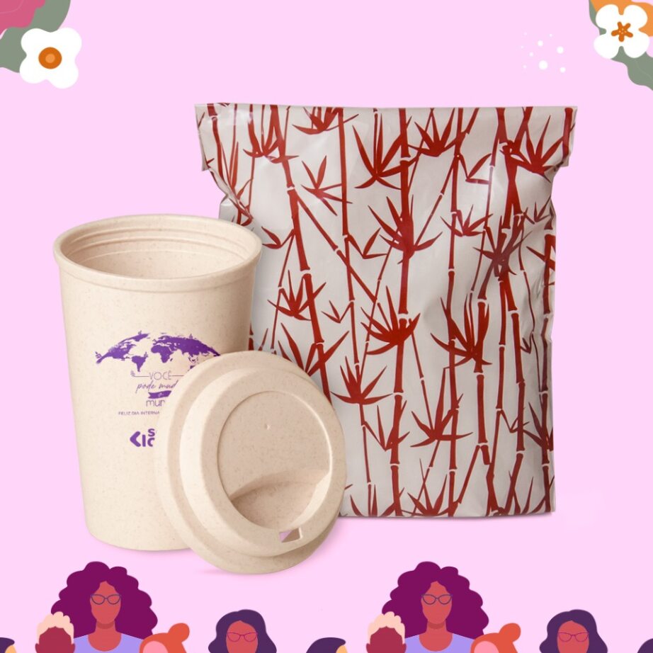 Brinde Dia Das Mulheres Personalizado Copo Fibra de Bambu 450 ML SMIC-01450-MULHER Brindes Personalizados